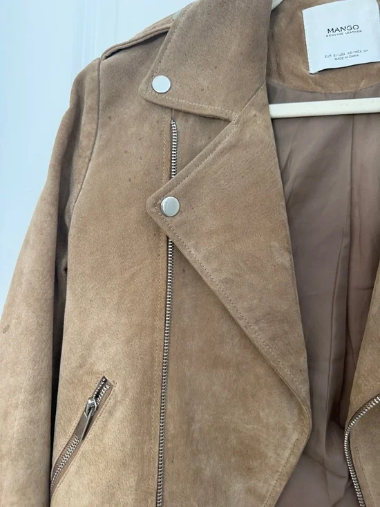Mango Suede Biker Jacket in Camel - Picture 4 of 13